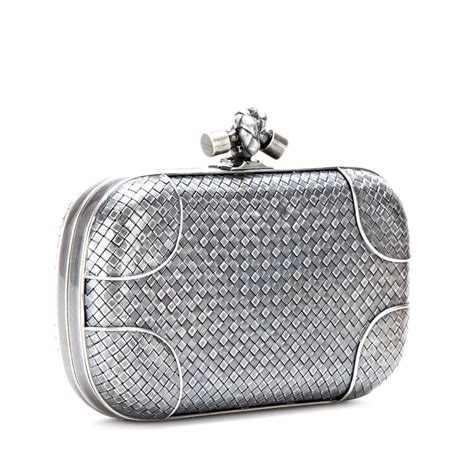 bottega veneta silver clutch|bottega veneta knot clutch price.